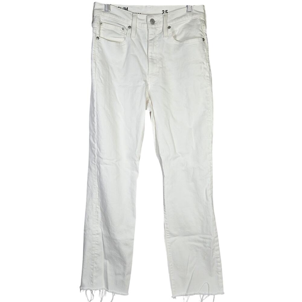 J. Crew Slim Boyfriend Jean White Mid-Rise Straight Leg BF533 Women 25